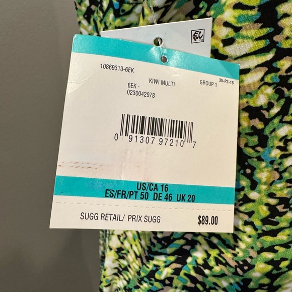 NWT! Kasper Green Patterned Wrap Dress - Picture 5 of 6